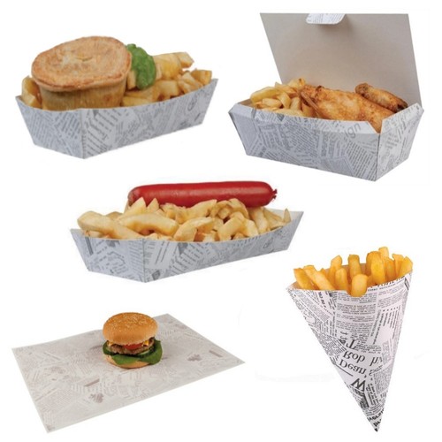 Newsprint fish chips fast - fish,