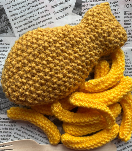 Hand knitted fish chip - fish, &