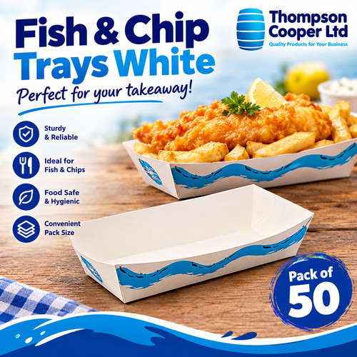 Fish chip trays - chip, white
