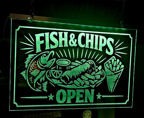 Light fish and chip shop - up,